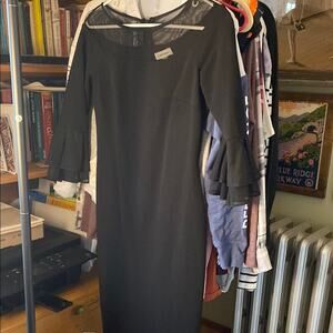 Calvin Klein Black Bell Sleeve Sheath Dress